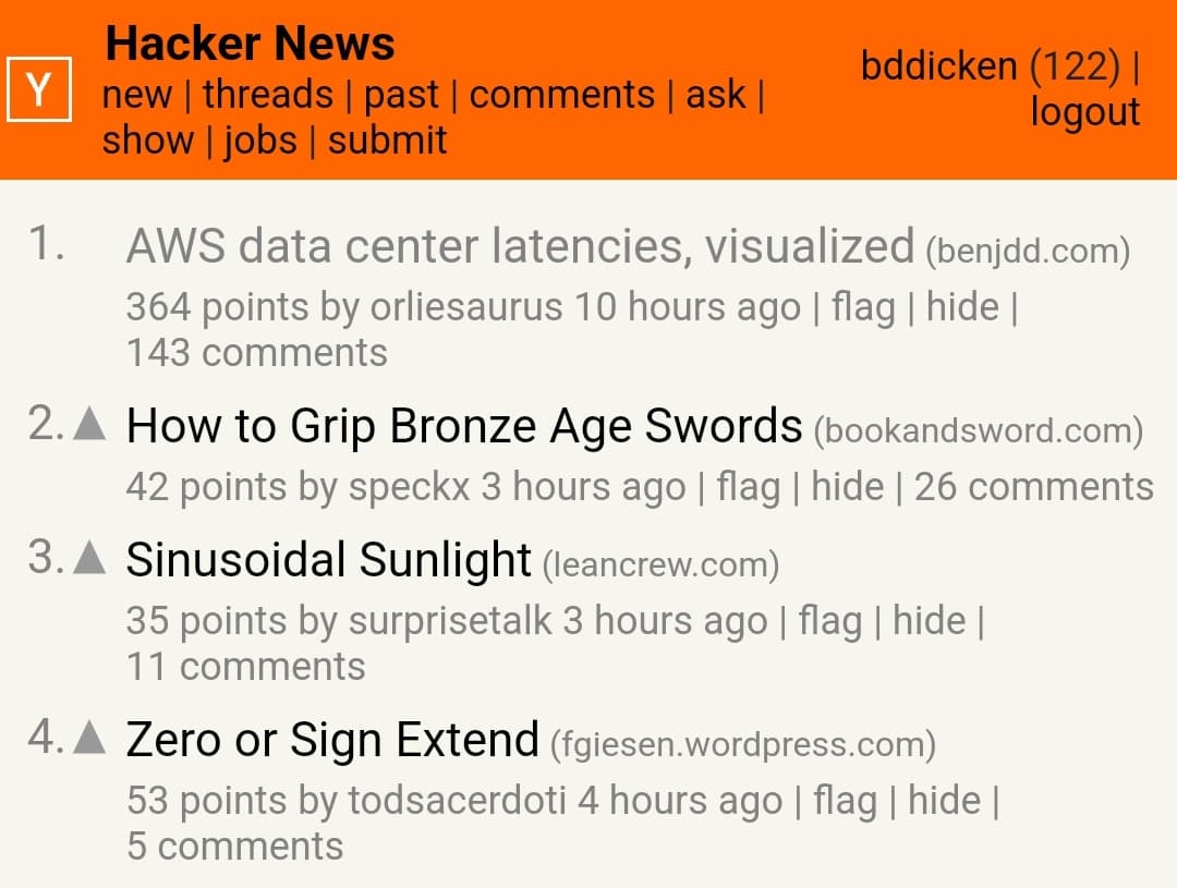 Front page of hacker news